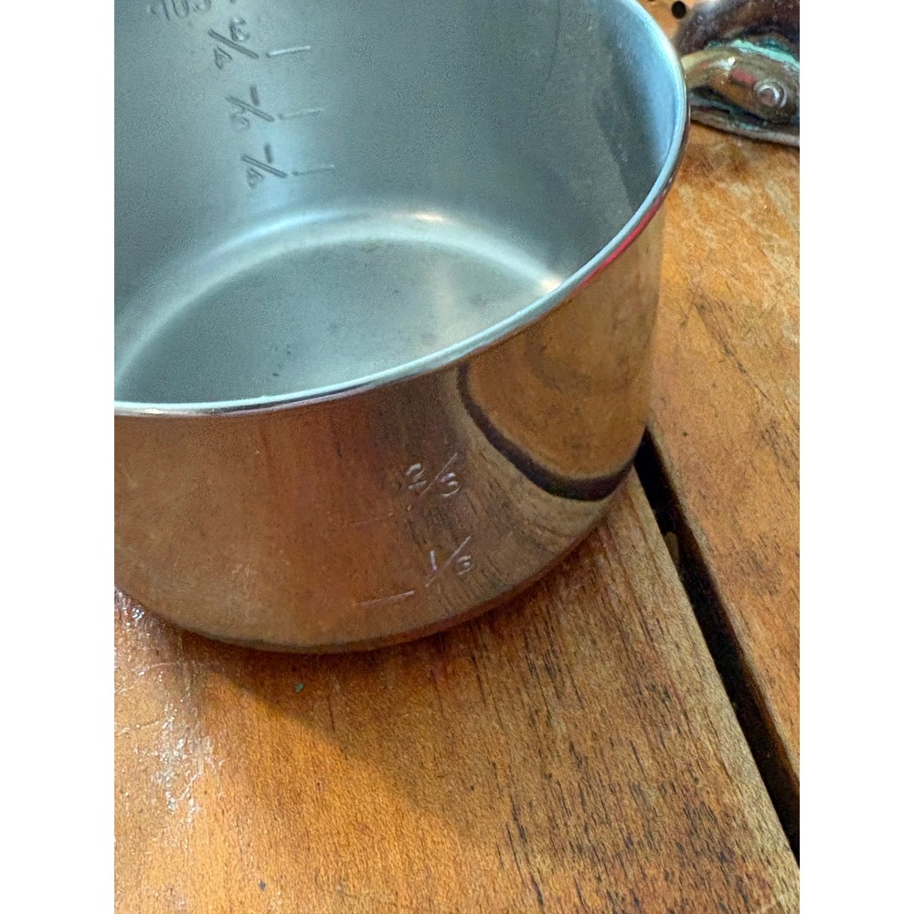 Vintage Copper Colander Set Crowning Touch Korea Strainer Measuring Cup patina - Picture 5 of 8